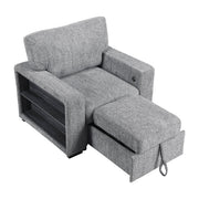 9050GRY-1SL Chair with Pull-out Ottoman, Arms with Shelves and Charging Ports - 9050GRY-1SL