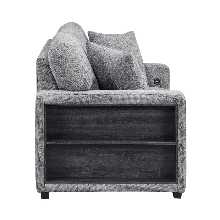 9050GRY-2SL Love Seat with Pull-out Bed, Arms with Shelves and Charging Ports - 9050GRY-2SL