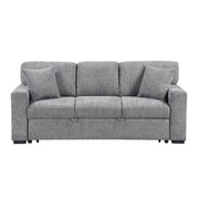 9050GRY-3SL Sofa with Pull-out Bed, Center Drop-down Cup Holders, Arms with Shelves and Charging Ports - 9050GRY-3SL