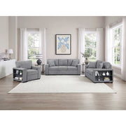 9050GRY-3SL Sofa with Pull-out Bed, Center Drop-down Cup Holders, Arms with Shelves and Charging Ports - 9050GRY-3SL