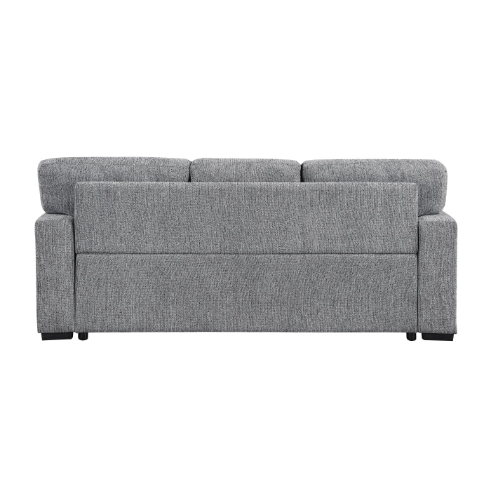 9050GRY-3SL Sofa with Pull-out Bed, Center Drop-down Cup Holders, Arms with Shelves and Charging Ports - 9050GRY-3SL