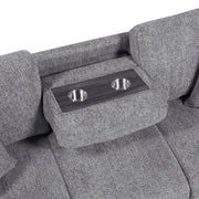9050GRY-3SL Sofa with Pull-out Bed, Center Drop-down Cup Holders, Arms with Shelves and Charging Ports - 9050GRY-3SL
