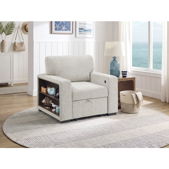 9050TPE-1SL Chair with Pull-out Ottoman, Arms with Shelves and Charging Ports - 9050TPE-1SL