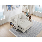 9050TPE-2SL Convertible Love Seat with Pull-out Bed, Arms with Shelves and Charging Ports - 9050TPE-2SL