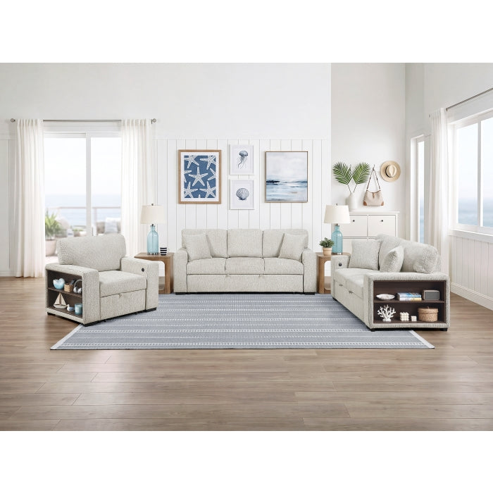 9050TPE-2SL Convertible Love Seat with Pull-out Bed, Arms with Shelves and Charging Ports - 9050TPE-2SL