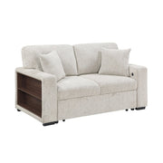 9050TPE-2SL Convertible Love Seat with Pull-out Bed, Arms with Shelves and Charging Ports - 9050TPE-2SL