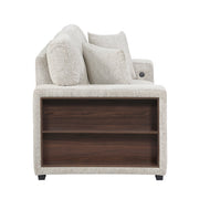 9050TPE-2SL Convertible Love Seat with Pull-out Bed, Arms with Shelves and Charging Ports - 9050TPE-2SL