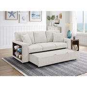 9050TPE-3SL Sofa with Pull-out Bed, Center Drop-down Cup Holders, Arms with Shelves and Charging Ports - 9050TPE-3SL