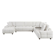 9067TPE*6LC1R 6-Piece Modular Sectional with Left Chaise, Console with Hidden Storage, Wireless Speakers, Wireless Chargers, Swivel Table Top, Reading Lights and Charging Ports - 9067TPE*6LC1R