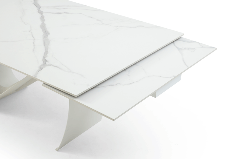 9087 Table White With 1218 Swivel White Chair Set - DMV Furniture