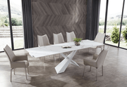 9113 Dining Table with 1218 swivel grey taupe chairs SET - p11819