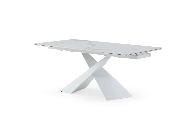 9113 Dining Table With 1218 Swivel White Chairs Set - DMV FurnitureDining Room Set