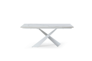 9113 Dining Table With 1218 Swivel White Chairs Set - DMV Furniture