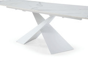 9113 Dining Table with 1218 swivel White Chairs SET - p11818
