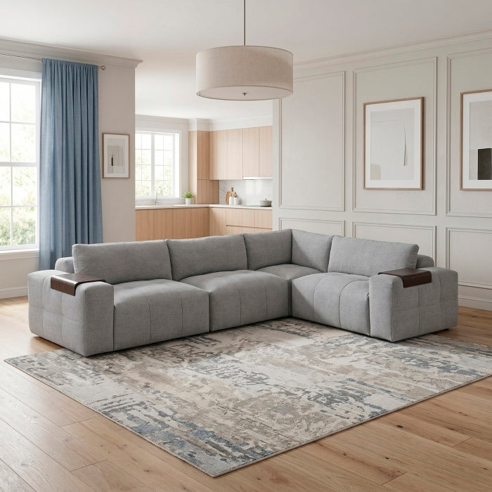 9155GY*41L1R (4)4-Piece Modular Sectional - 9155GY*41L1R