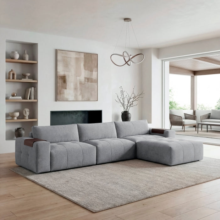 9155GY*41L1ROT (4)4-Piece Modular Sectional with Ottoman - 9155GY*41L1ROT