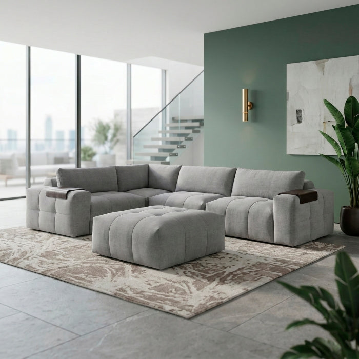 9155GY*51L1ROT (5)5-Piece Modular Sectional with Ottoman - 9155GY*51L1ROT