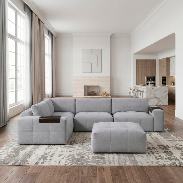 9155GY*51L1ROT (5)5-Piece Modular Sectional with Ottoman - 9155GY*51L1ROT
