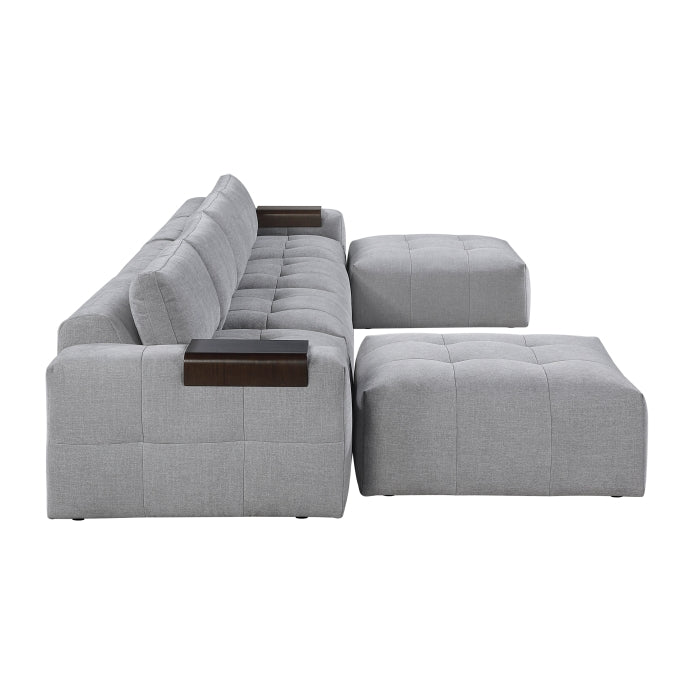 9155GY*61L1R2OT (6)6-Piece Modular Sectional with Two Ottomans - 9155GY*61L1R2OT
