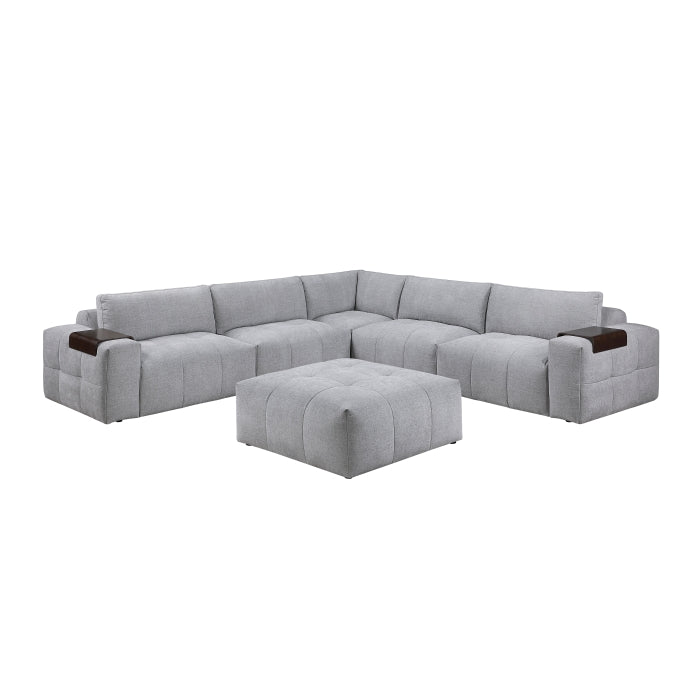 9155GY*61L1ROT (6)6-Piece Modular Sectional with Ottoman - 9155GY*61L1ROT