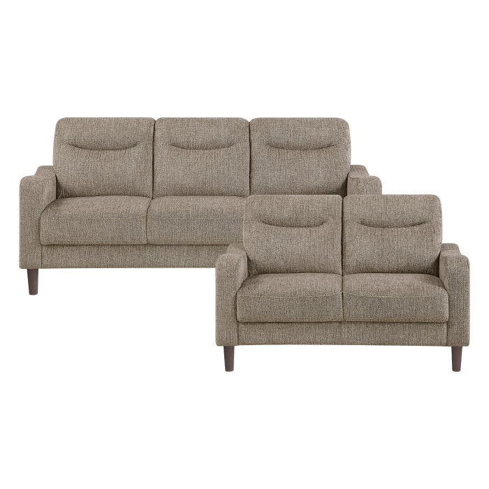 9180BRW*2 2pc Set: Sofa, Love - 9180BRW*2