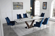 9188 Table With 1218 Swivel Blue Chairs Set - DMV Furniture