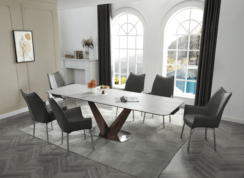 9188 Table with 1218 Swivel dark grey chairs SET - p12719