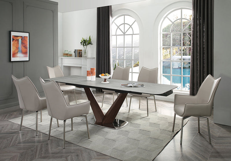9188 Table with 1218 swivel grey taupe chairs SET - p12723