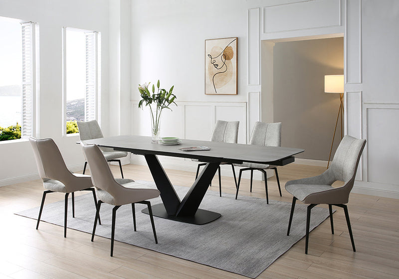 9189 Table with 1239 swivel beige chairs SET - p12712