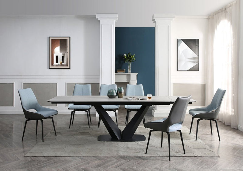 9189 Table With 1239 Swivel Blue Chairs Set - DMV FurnitureDining Room Set