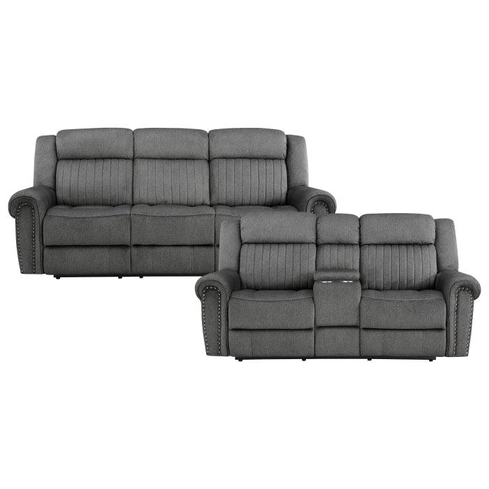 Brennen 2 Piece Power Reclining Sofa Set In Charcoal 9204Cc*2Pw | Homelegance