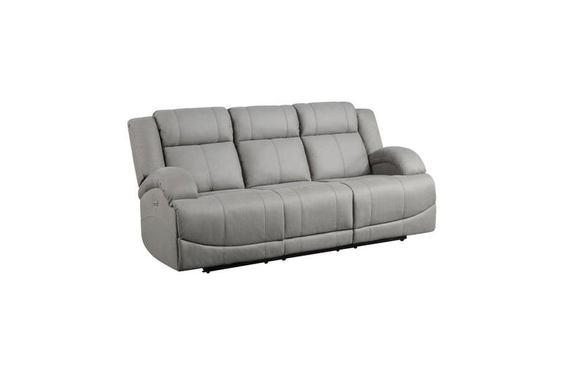 Camryn 2 Piece Power Double Reclining Sofa Set In Gray 9207Gry*2Pw | Homelegance