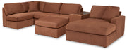 Modmax 6-Piece RAF Chaise Sectional with Ottoman and Storage Console in Spice from Ashley - DMV Furniture