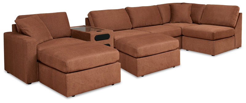 Modmax Spice 6-Piece LAF Sectional with Ottoman and Console with Audio System from Ashley - DMV Furniture