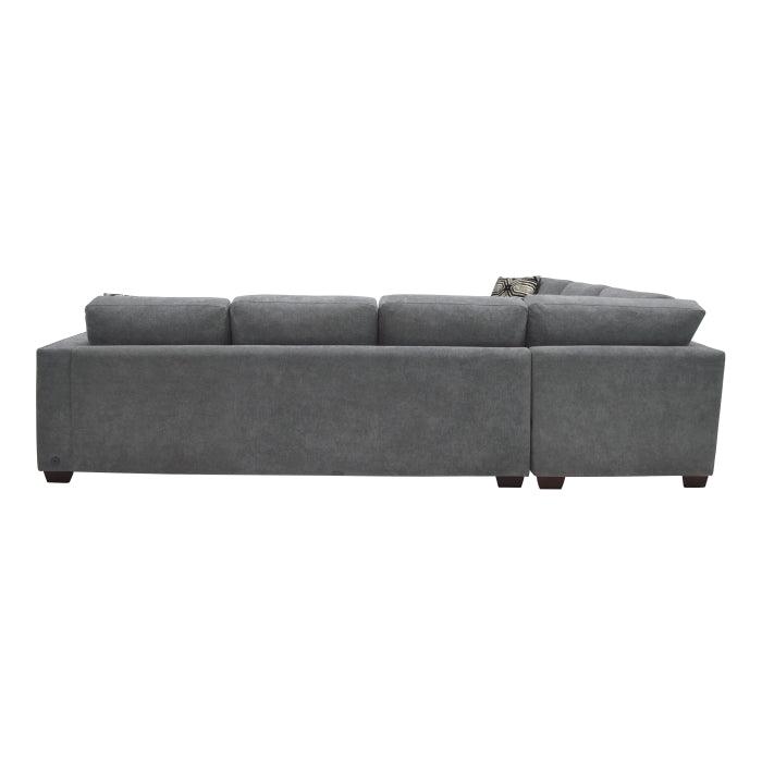 Sidney 3-Piece Sectional With Storage Ottoman And Usb Ports In Gray 9212Gry*3Ot | Homelegance