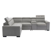 9219GY*SC (3)3-Piece Sectional with Adjustable Headrests, Pull-out Bed and Console - 9219GY*SC