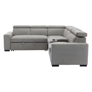 9219GY*SC (3)3-Piece Sectional with Adjustable Headrests, Pull-out Bed and Console - 9219GY*SC