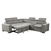 9219GY*SC (3)3-Piece Sectional with Adjustable Headrests, Pull-out Bed and Console - 9219GY*SC