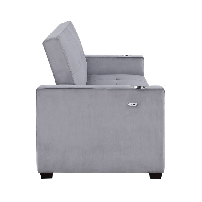 9258 Convertible Sofa Bed with Hidden Storage, Cup Holders and Charging Ports - 9258