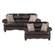 9268BRW*2 2pc Set: Sofa, Love - 9268BRW*2