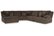 Top Tier Chocolate 6-Piece Reclining Sectional with Chaise -  Ashley - DMV Furniture