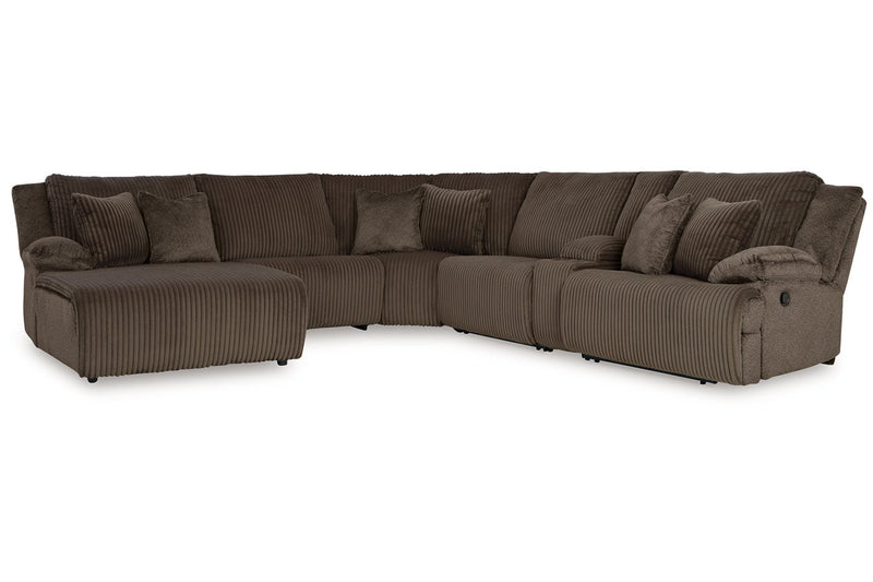 Top Tier Chocolate 6-Piece Reclining Sectional with Chaise -  Ashley - DMV Furniture