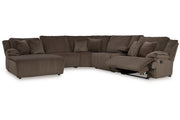 Top Tier Chocolate 6-Piece Reclining Sectional with Chaise -  Ashley - DMV Furniture