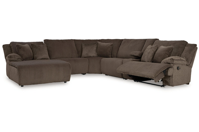 Top Tier Chocolate 6-Piece Reclining Sectional with Chaise -  Ashley - DMV Furniture