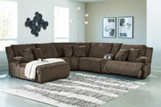 Top Tier Chocolate 6-Piece Reclining Sectional with Chaise -  Ashley - DMV Furniture