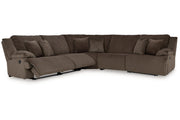 Top Tier Chocolate 5-Piece Reclining Sectional -  Ashley - DMV Furniture
