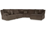 Top Tier Chocolate 6-Piece Reclining Sectional with Chaise -  Ashley - DMV Furniture