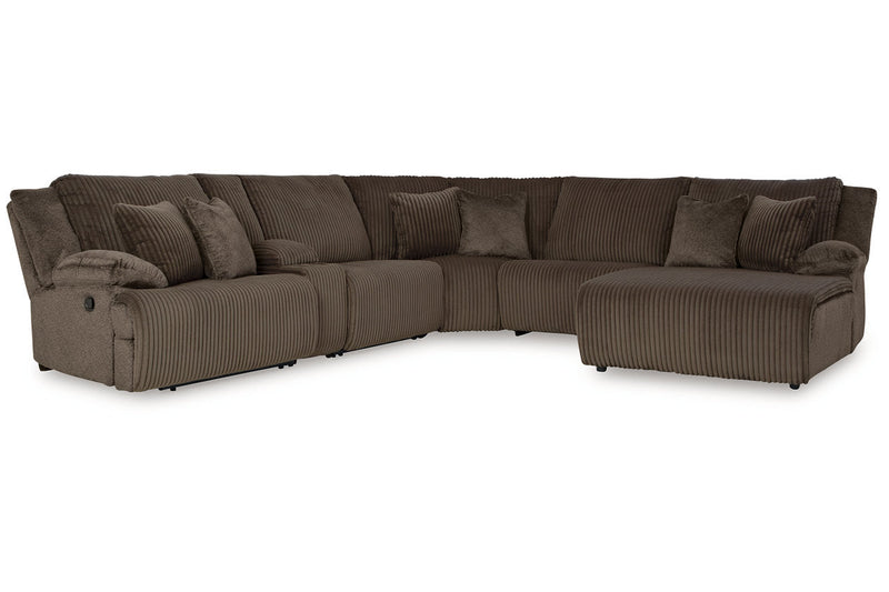 Top Tier Chocolate 6-Piece Reclining Sectional with Chaise -  Ashley - DMV Furniture