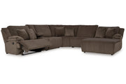 Top Tier Chocolate 6-Piece Reclining Sectional with Chaise -  Ashley - DMV Furniture