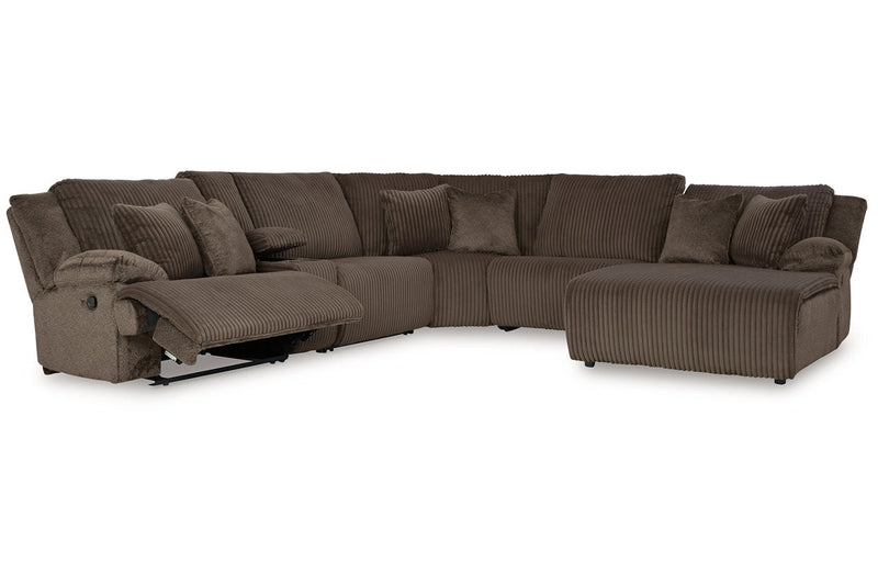 Top Tier Chocolate 6-Piece Reclining Sectional with Chaise -  Ashley - DMV Furniture